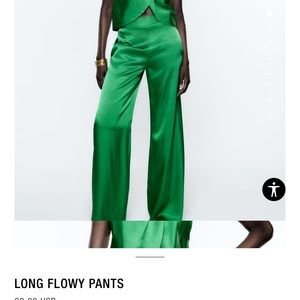 Zara Green Long Flowy Pants